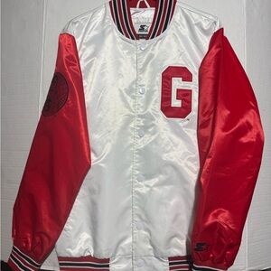 Men's White Georgia Bulldogs Starter “The Rookie” Satin Jacket size Large